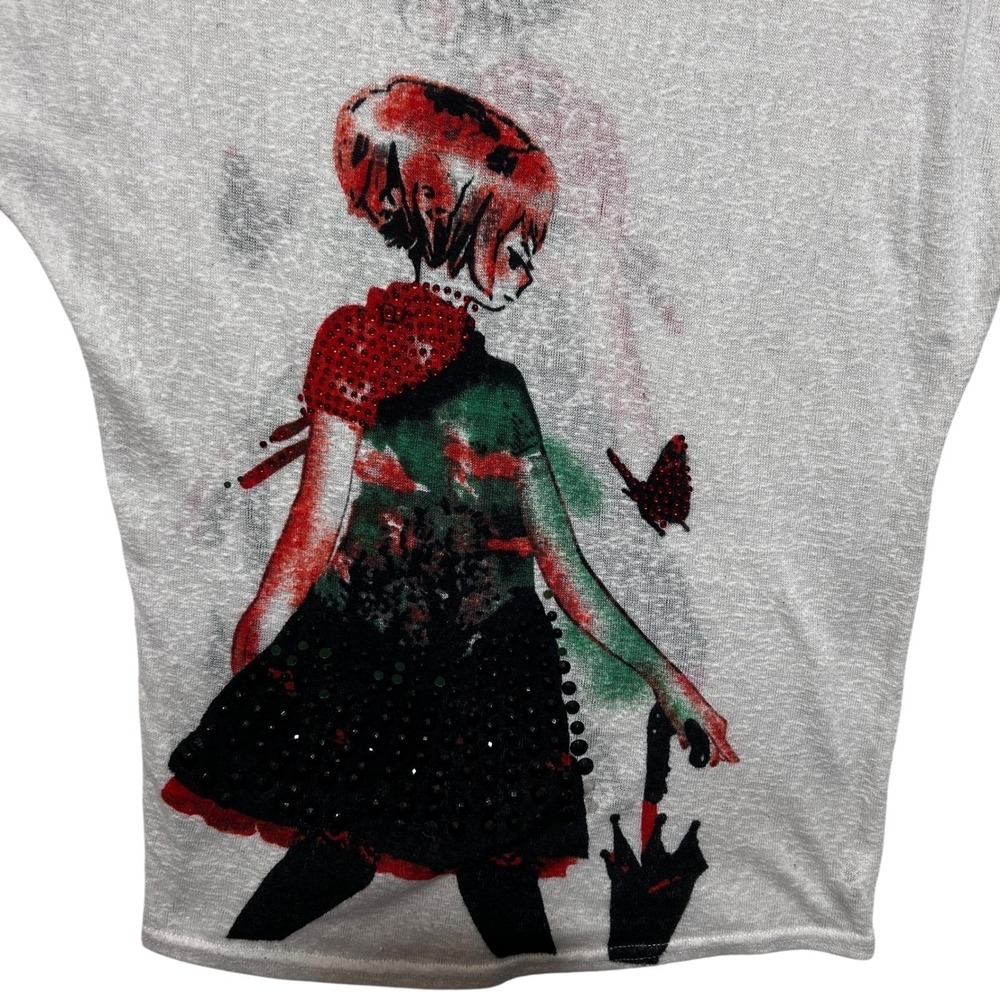 Boutique Women Fairy Whimsigoth Art Graphic Top M White Cotton Indie‎ Ethereal